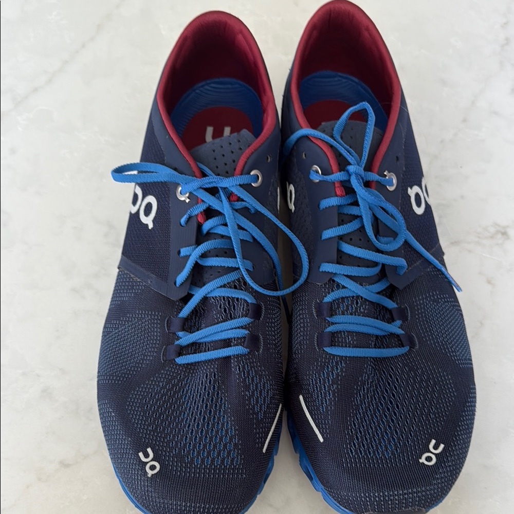 On Running Blue and Burgundy Athletic Shoes